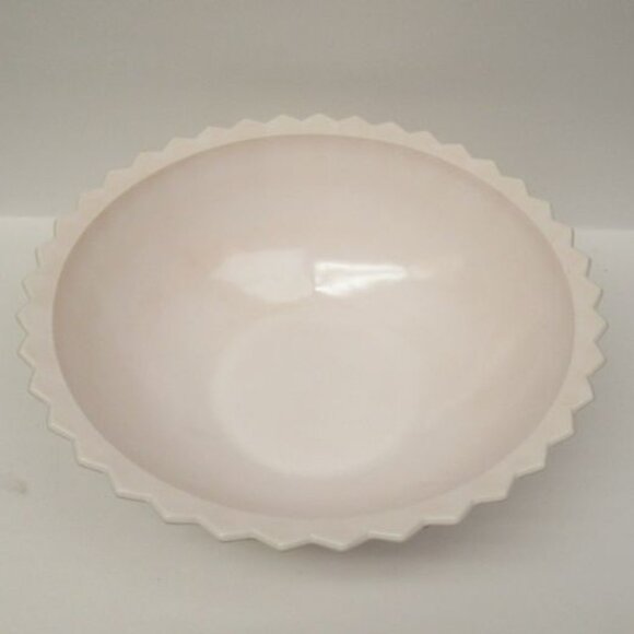 Jeannette Glass Vintage SHELL PINK HOLIDAY Button Bows 11 In Footed Console Bowl - Picture 4 of 5